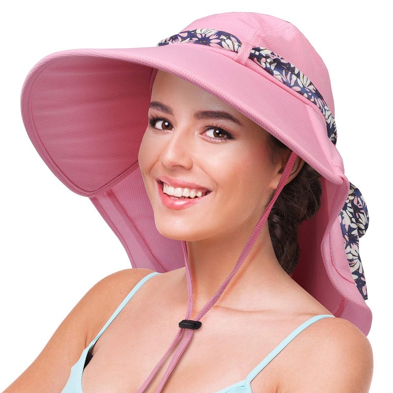 Solaris UPF 50+ Women's Wide Brim Sun Hat â€“ Lightweight Foldable with Detachable Scarf & Neck Cover, UV Protection for Hiking, Beach, Gardening - Image 1